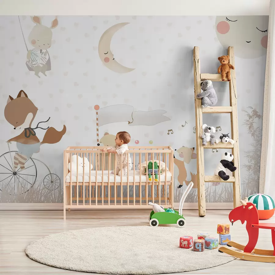 murales de pared Diseño de papel pintado con simpáticos animales u99000