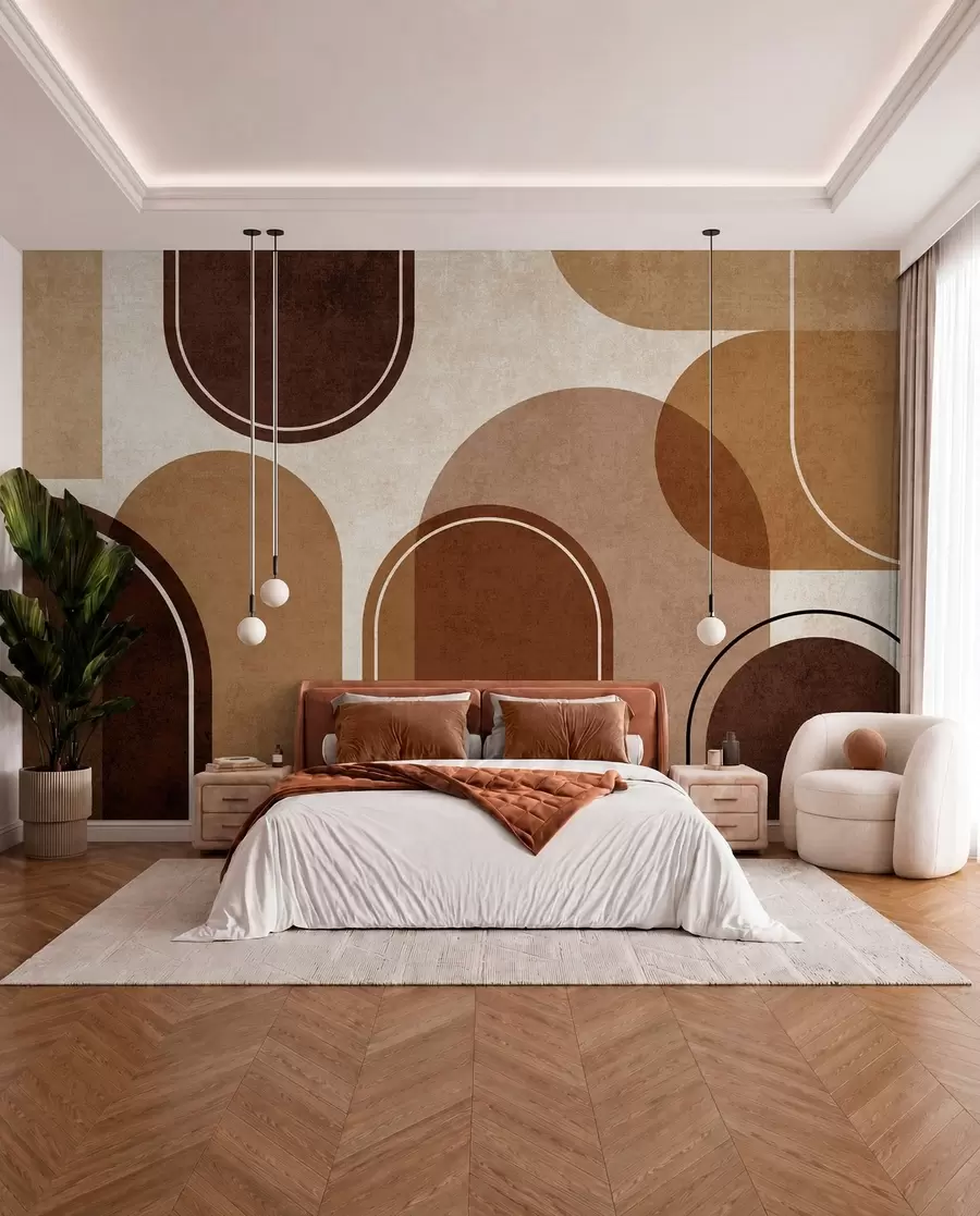 murales de pared Arcos geométricos en naranja u99095v1