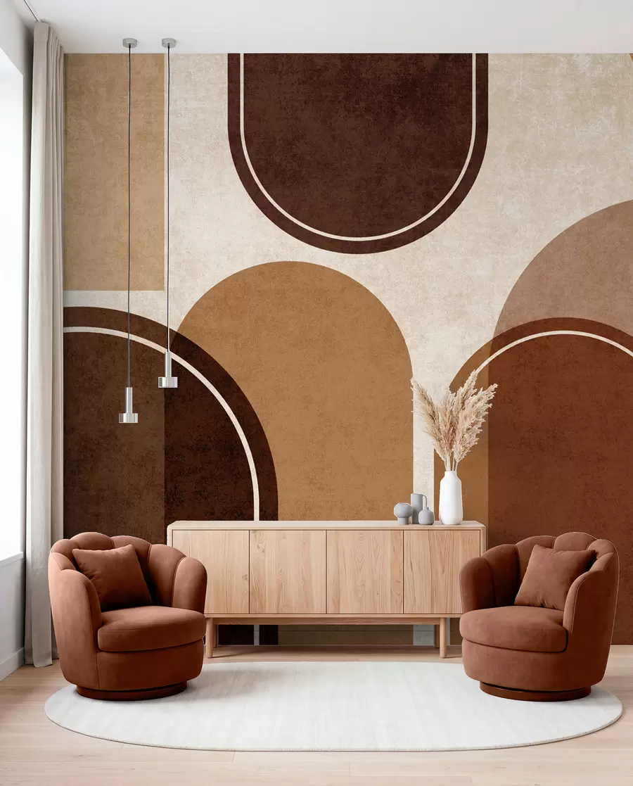 murales de pared Arcos geométricos en naranja u99095v1