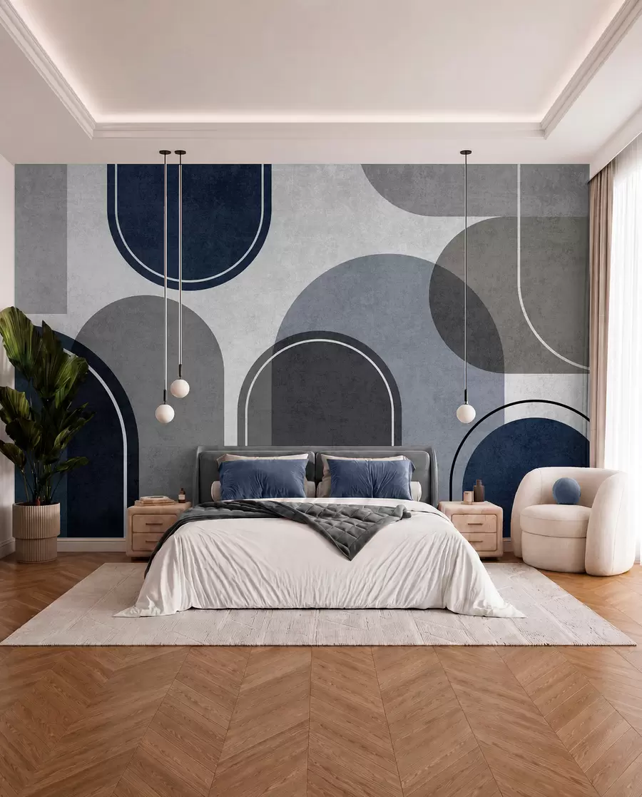 murales de pared Arcos geométricos en azul u99095v3