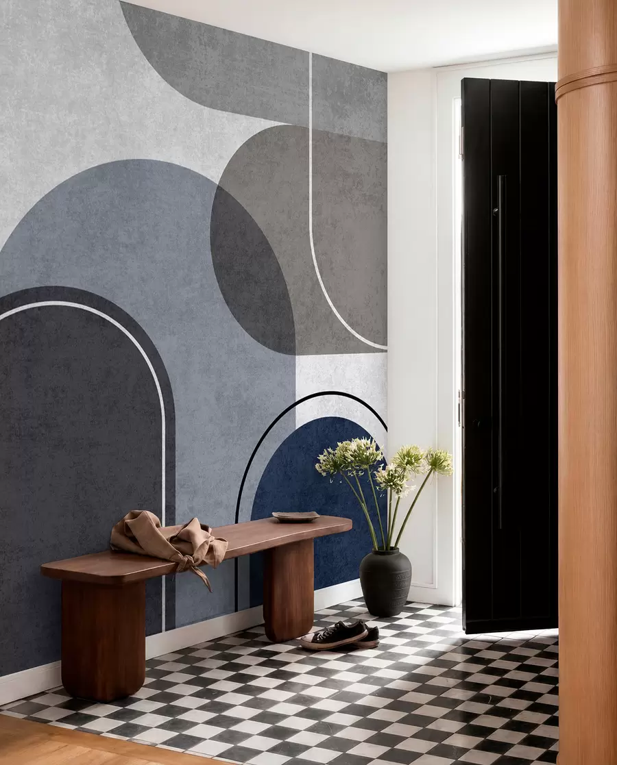 murales de pared Arcos geométricos en azul u99095v3