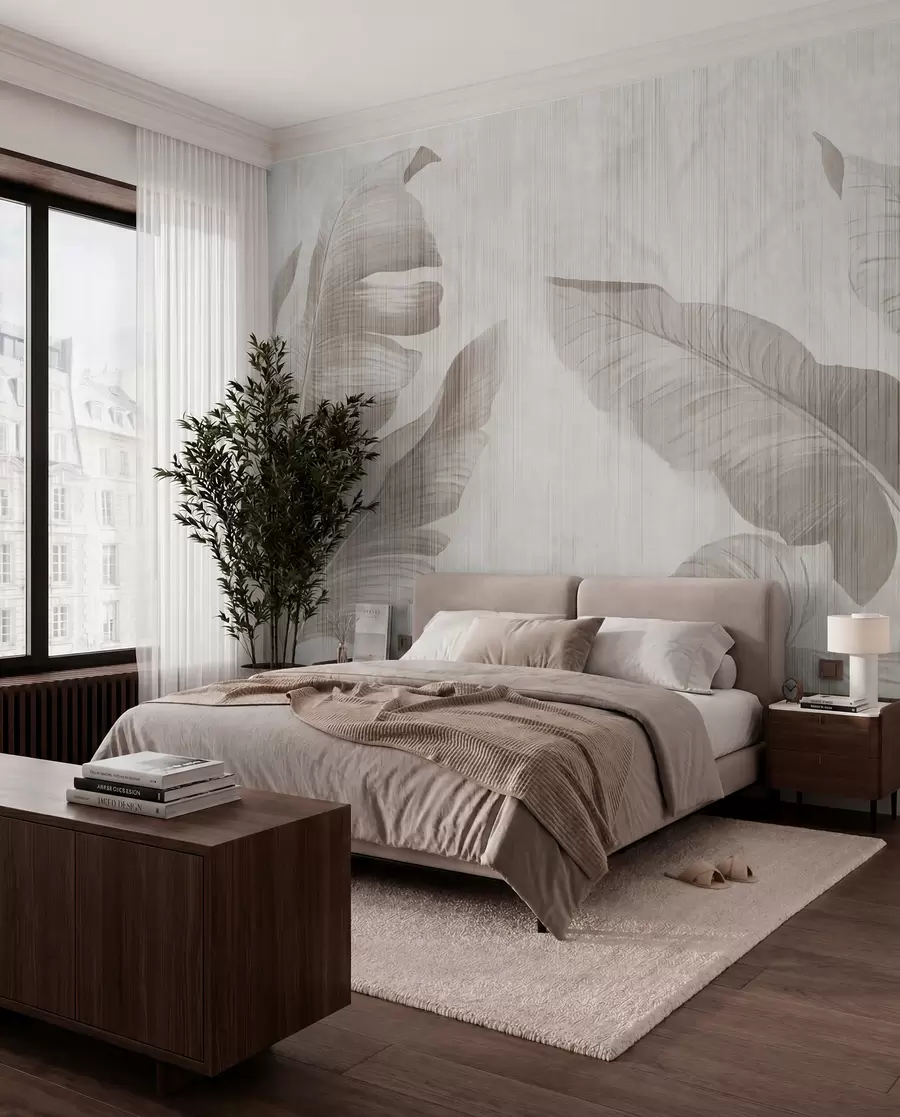 murales de pared Hojas tropicales en estilo grunge u00299d1