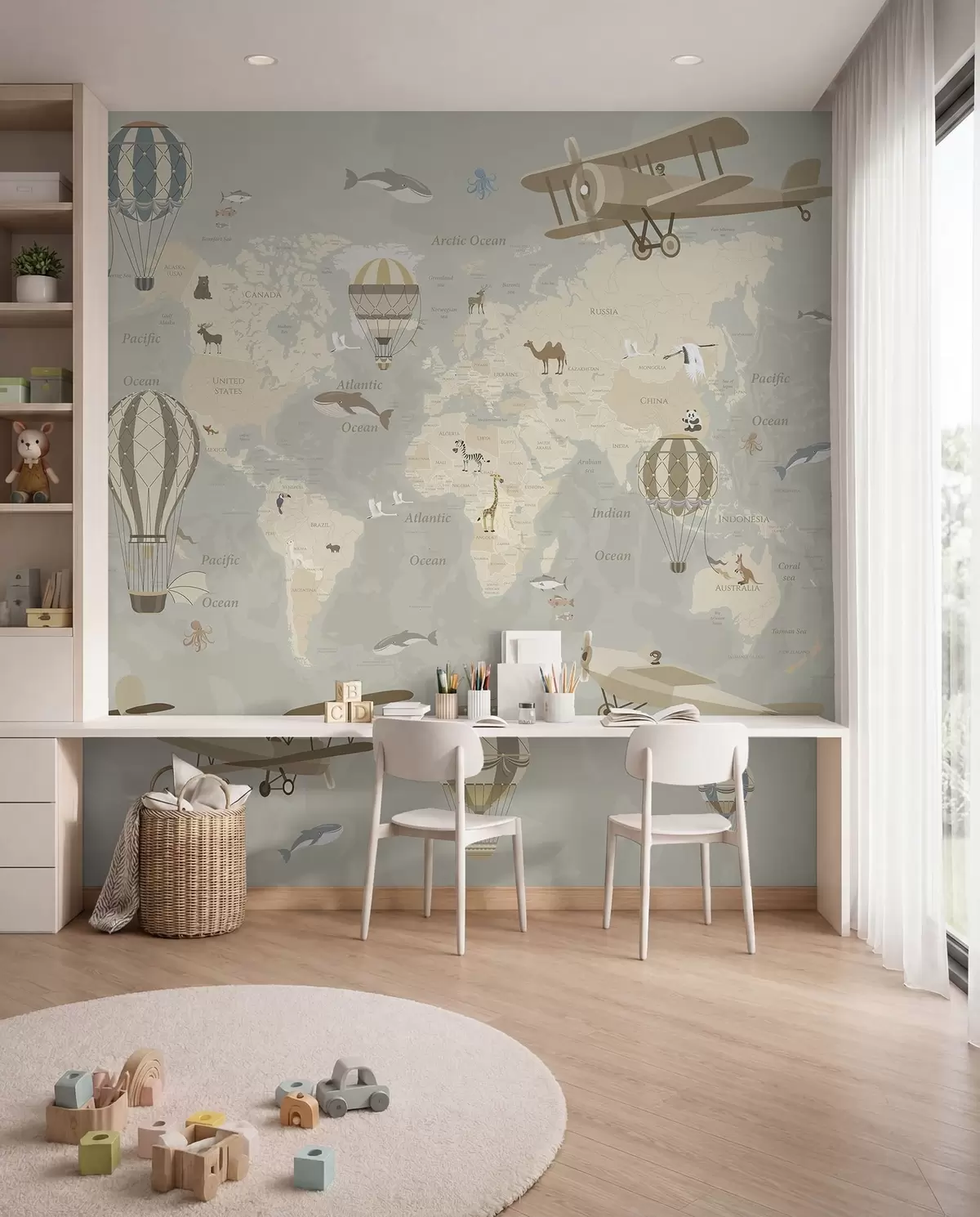 murales de pared Mapamundi con globos I u36066d1