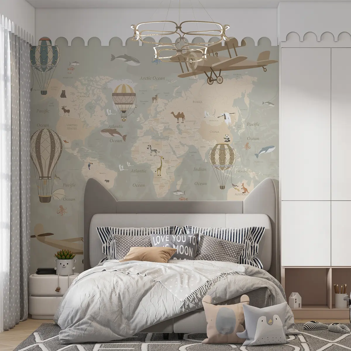 murales de pared Mapamundi con globos I u36066d1