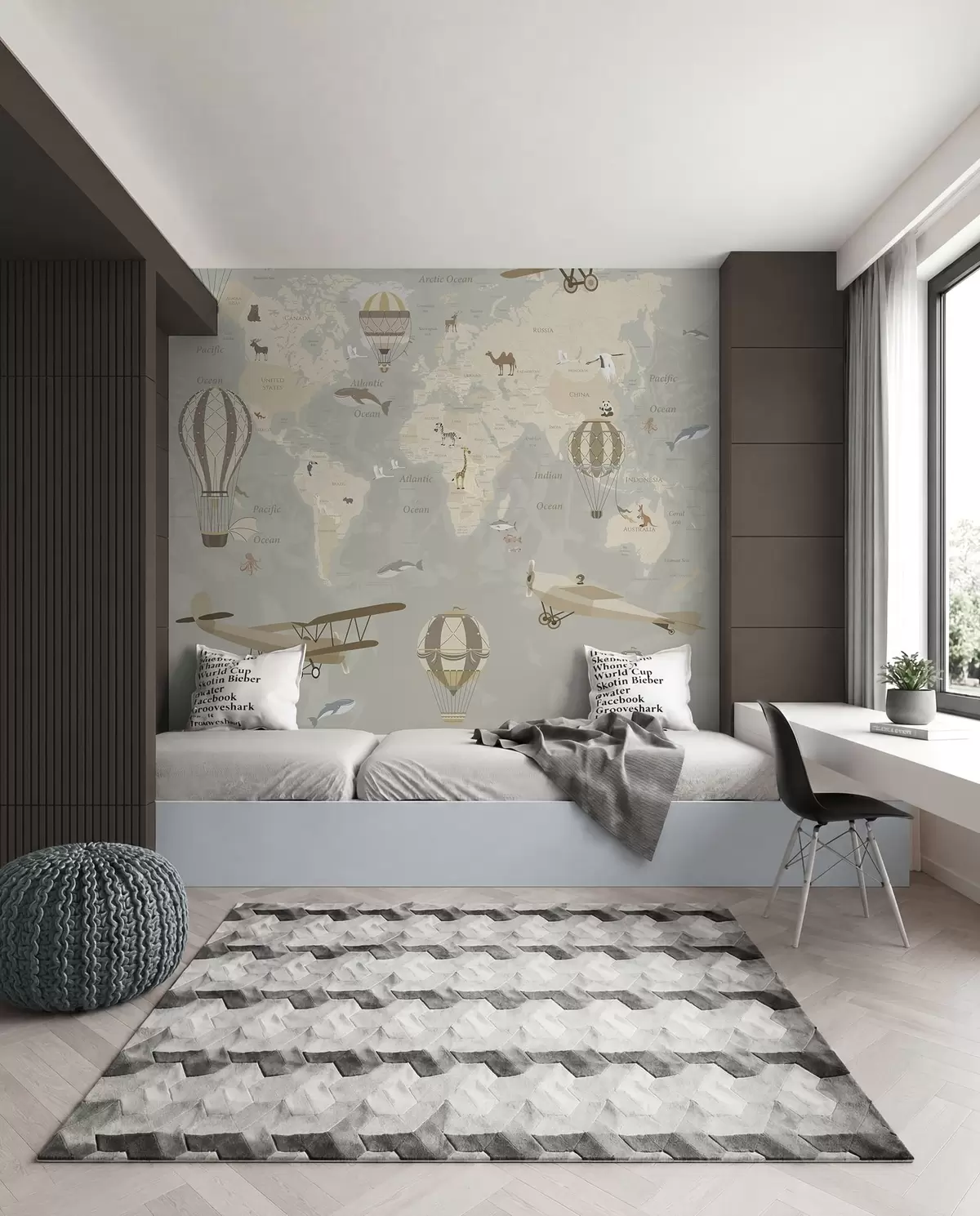 murales de pared Mapamundi con globos I u36066d1