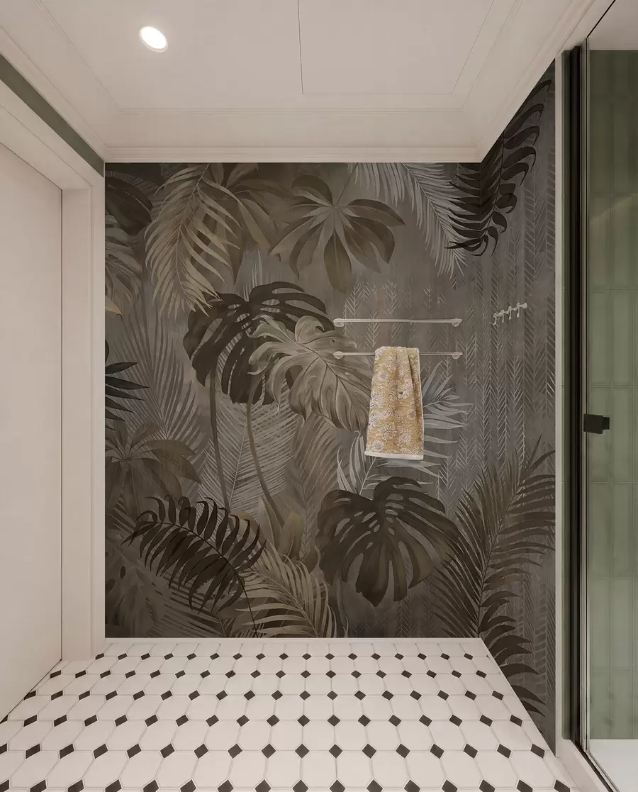 murales de pared Hojas tropicales en estilo grunge u97012d2