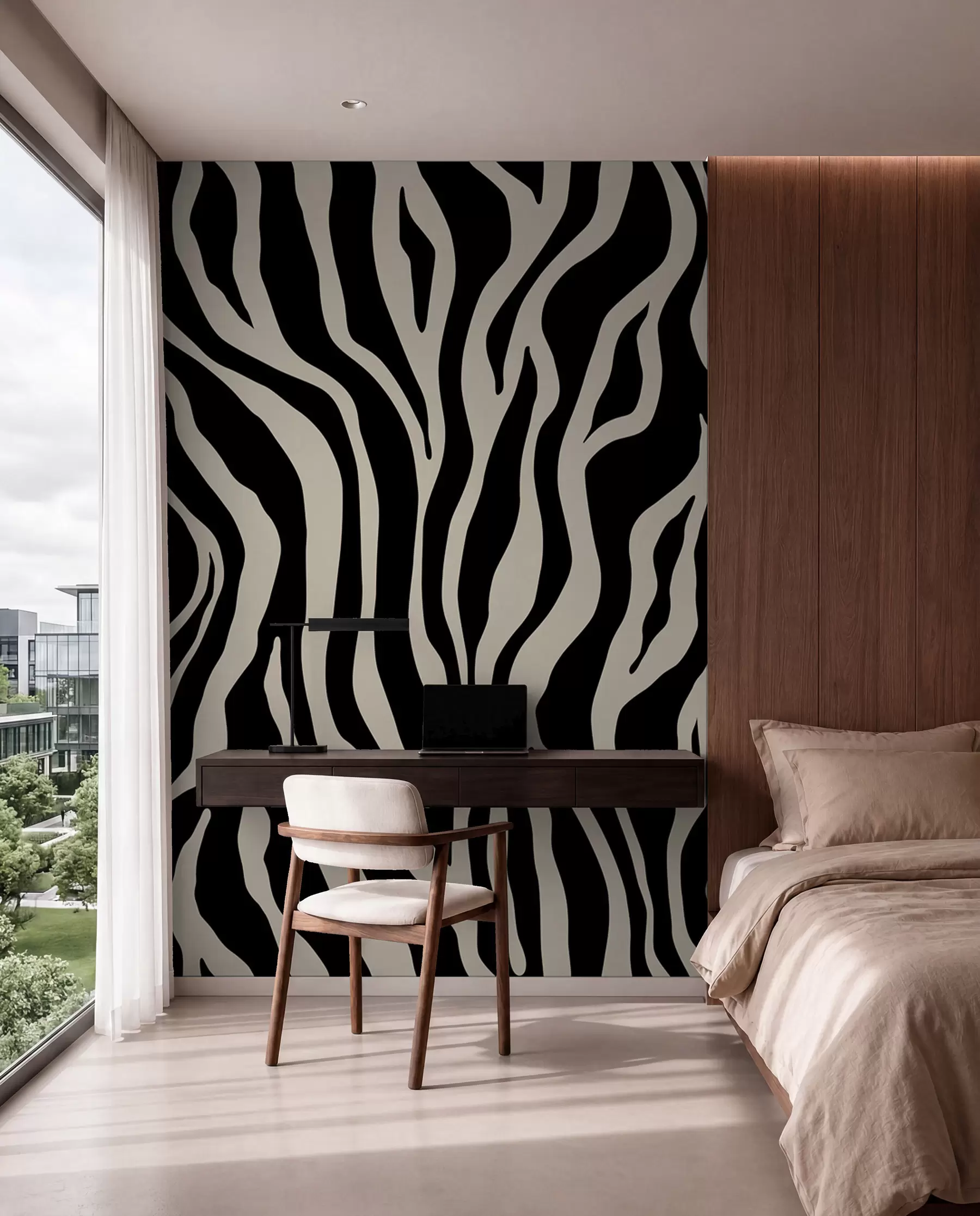 murales de pared Impresión vectorial de piel de cebra en blanco y negro u99173v3