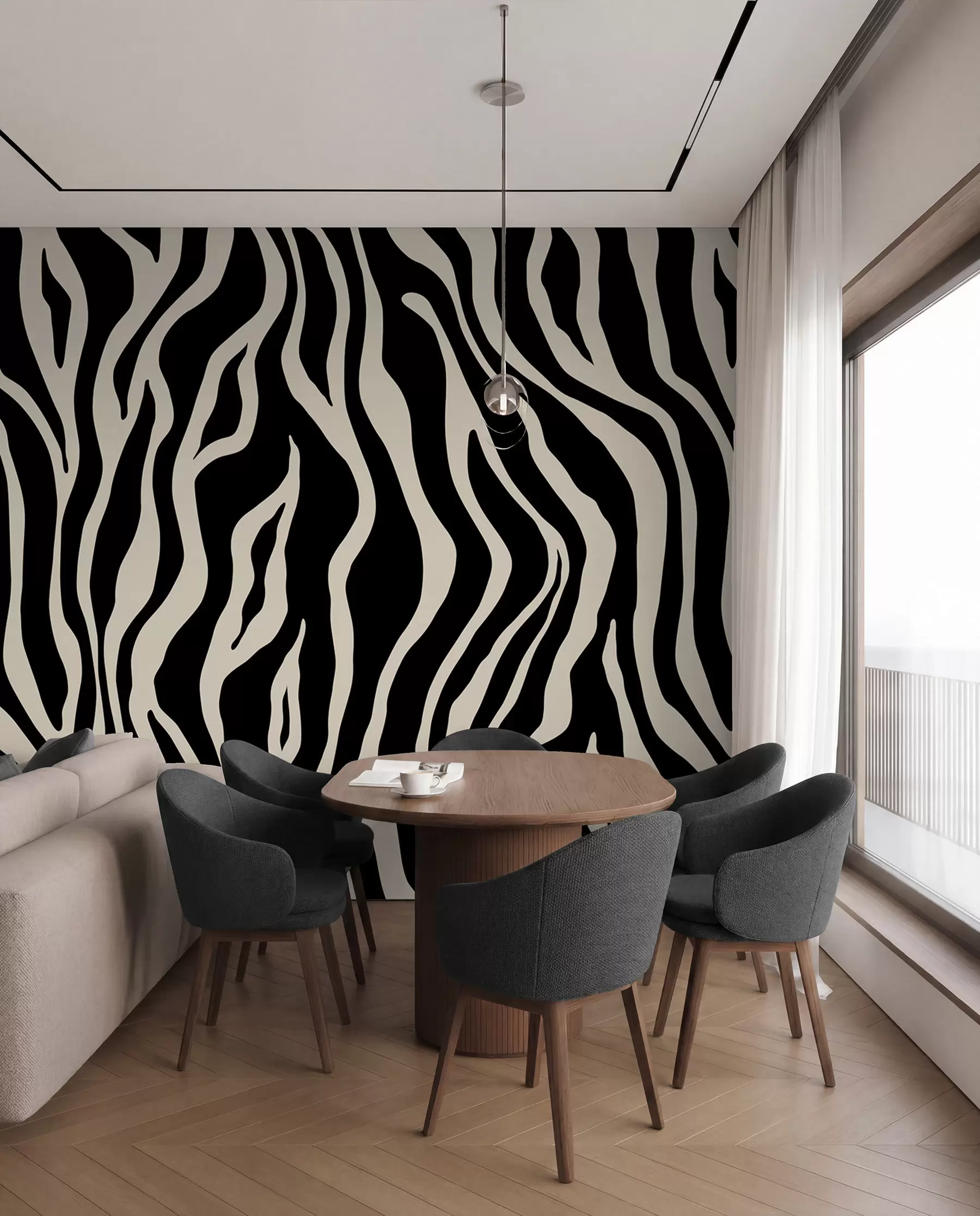 murales de pared Impresión vectorial de piel de cebra en blanco y negro u99173v3